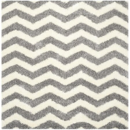 Safavieh Montreal Shag Power Loomed Square Rug- Ivory - Grey- 6 Ft. 7 In. X 6 Ft. 7 In. SGM846B-7SQ